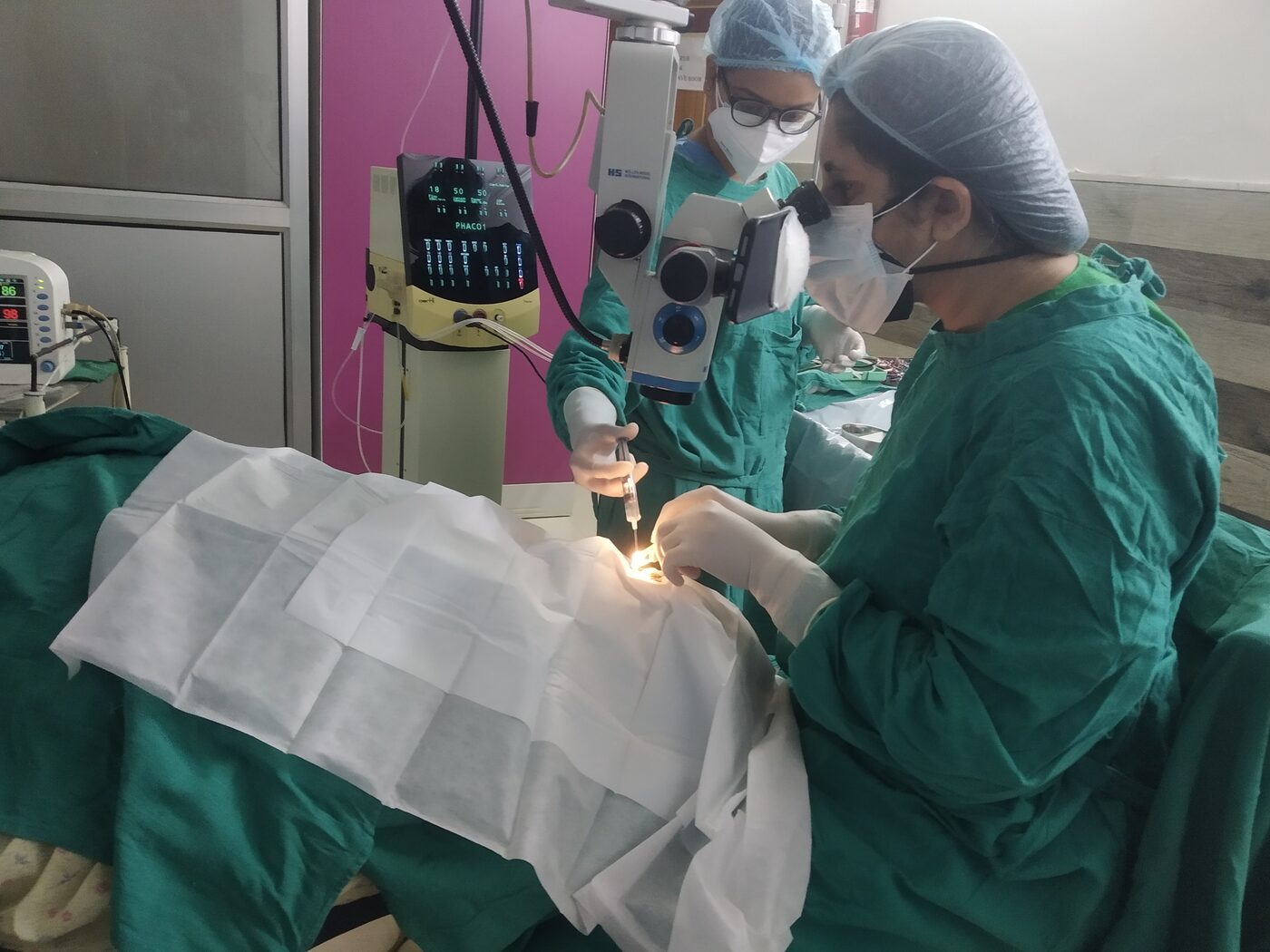 Cataract surgery in progress
